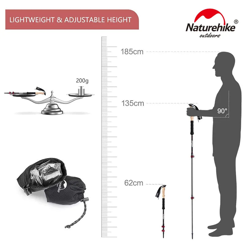 Naturehike Collapsible Trekking Poles - Lightweight Hiking & Walking Sticks for Men & Women (2-Pack) | Perfect for Backpacking, Mountain Climbing & Outdoor Adventures