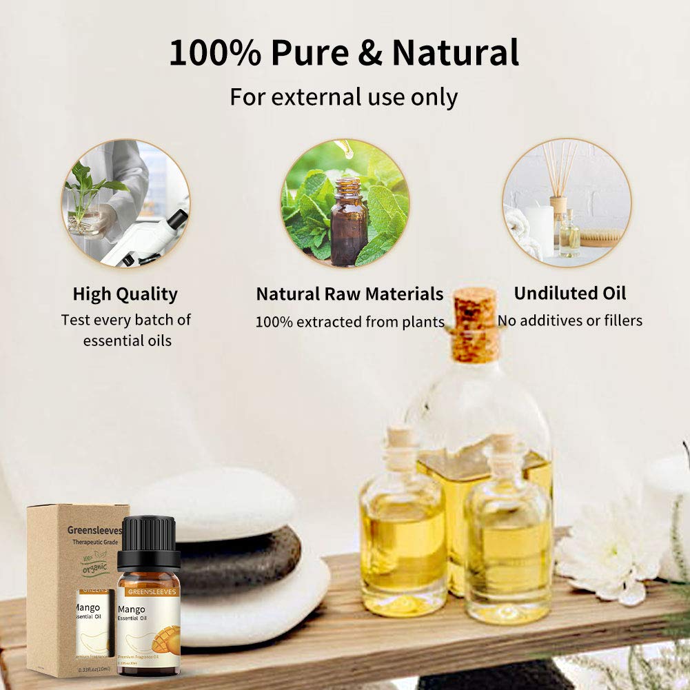 Pure Mango Fragrance Essential Oil 10ml - Natural Aromatherapy for Diffusers & Humidifiers | Perfect for Home Spa, Yoga Relaxation & Mood Enhancement
