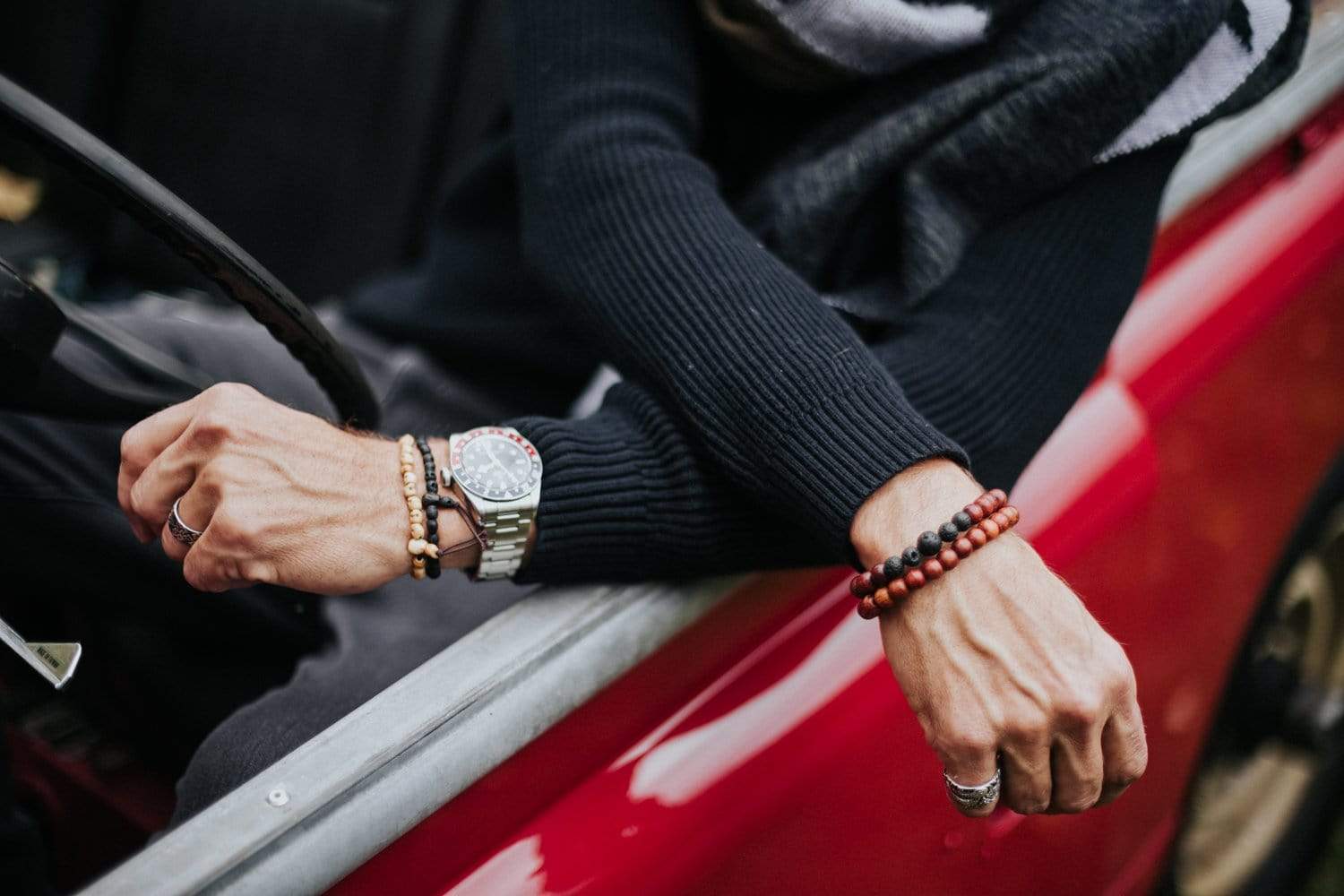 Natural Healing Wood & Lava Rock Bracelet for Men Women - Stress Relief, Positive Energy, Chakra Balancing - Perfect for Yoga, Meditation & Daily Wear