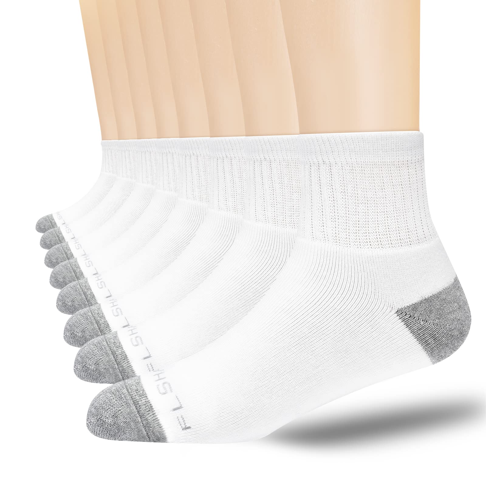 **8-Pairs Men's Athletic Ankle Socks - Moisture Wicking Cotton Cushioned Quarter Socks for Men (Size 7-9/9-12/12-15) - Perfect for Running, Gym & Everyday Comfort**