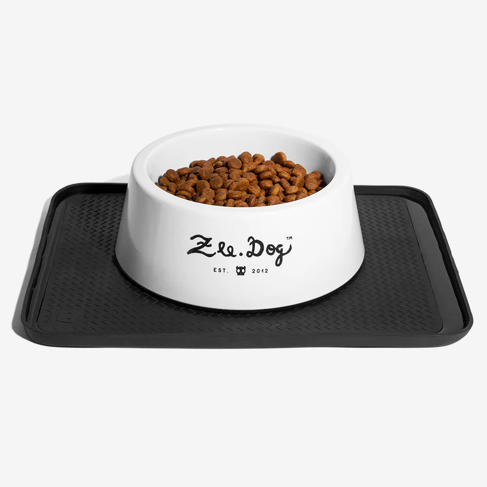 Zee.Dog Black Dish Mat with Ant Barrier - Non-Slip Pet Feeding Mat for Dogs & Cats - Perfect for Kitchen, Outdoor, and Travel Use