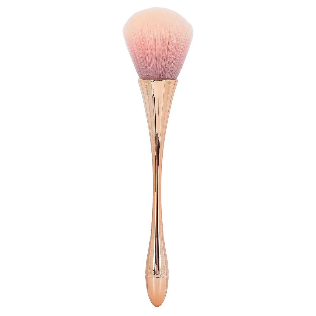 Beautiflame 1PC Nail Dust Cleaning Brush & 1PC Soft Foundation Brush Set - Golden Manicure Tools for Nail Art Powder Removal & Makeup Application | Perfect for DIY Nail Salon & Professional Makeup Artists