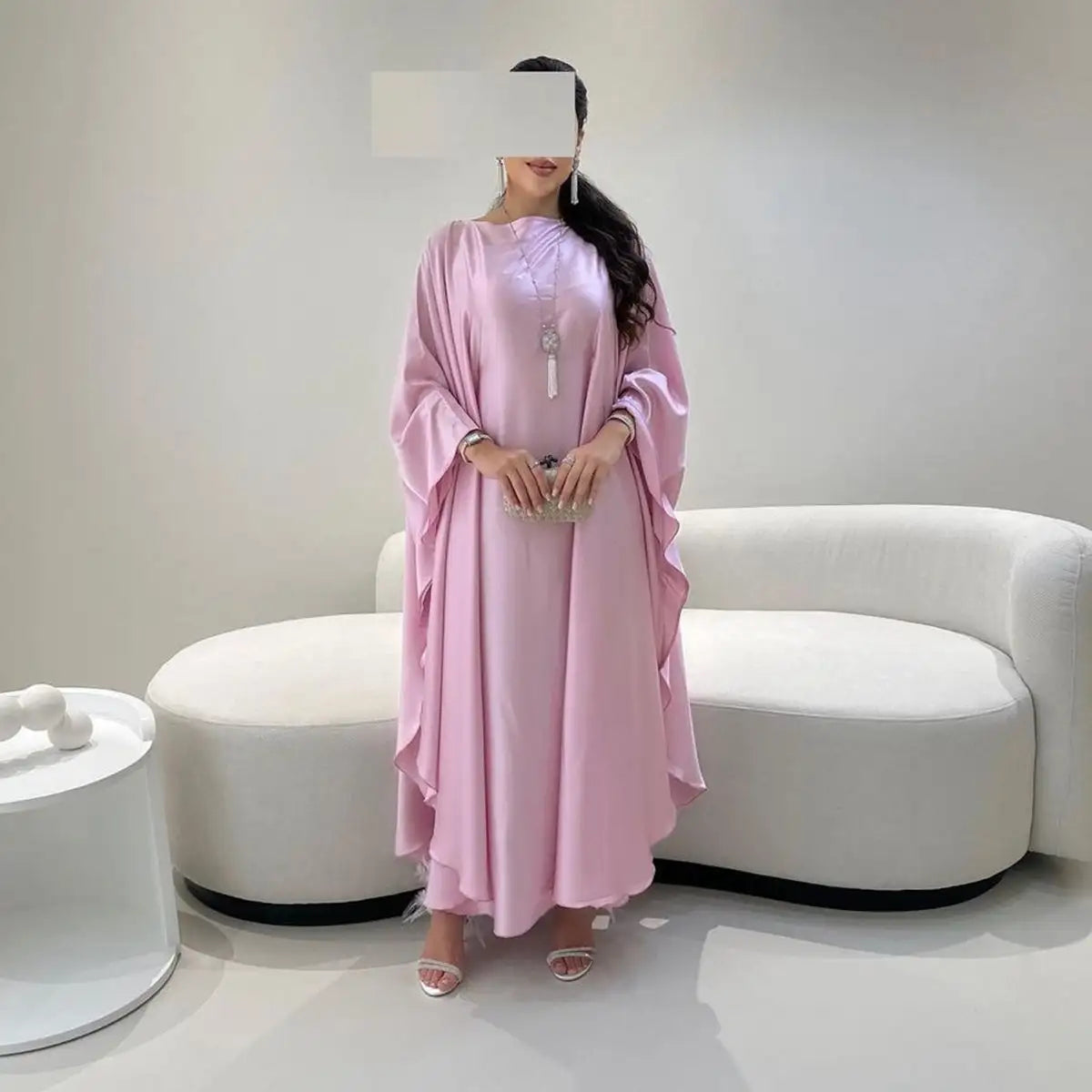 Urgarment Farasha Abaya Dress with Batwing Sleeves - One Size Fits All (#25096) | Elegant Muslim Women's Prayer Dress for Mosque & Special Occasions