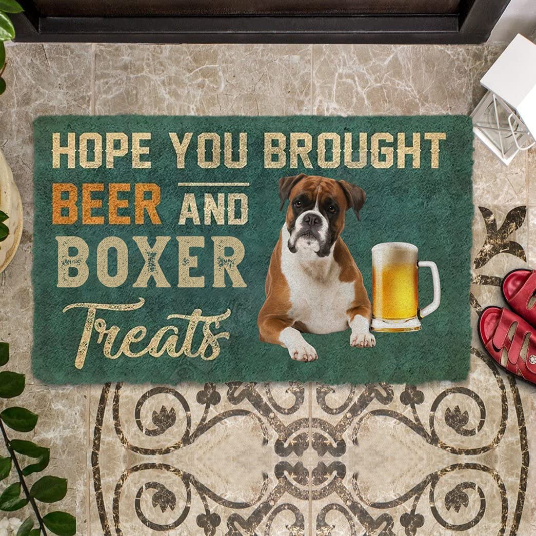 Non-Slip Indoor Door Mat - Funny 'Hope You Brought Beer & Treats' Welcome Mat, Cozy Entrance Rug for Home Decor, Housewarming Gift - Perfect for Front Door, Porch & Apartment Entryway