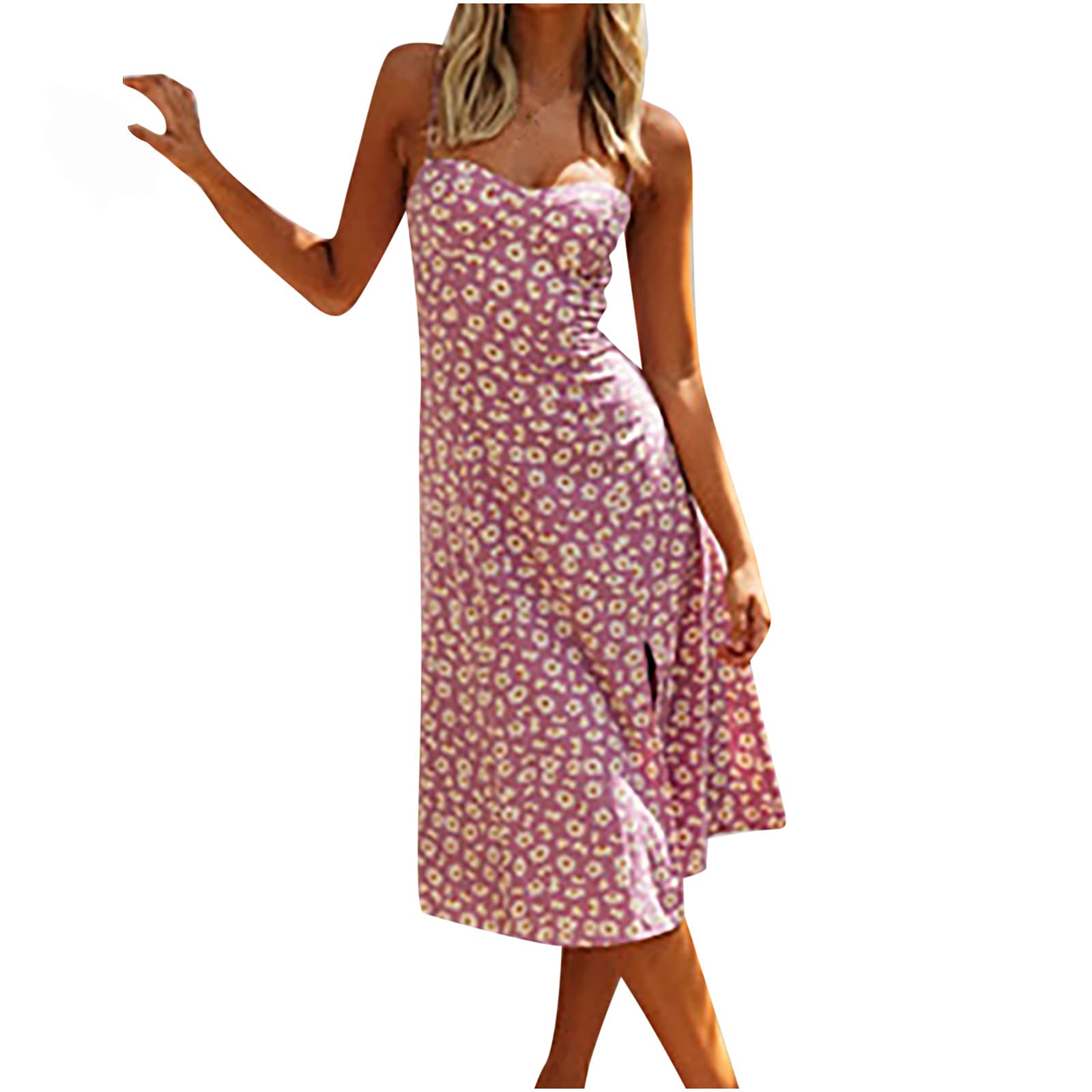 Women's Summer Dresses - Floral Sundress Casual Hawaiian Beach Dress with Pockets, Trendy Ladies Fashion Outfit for Vacation, Party, and Outdoor Activities