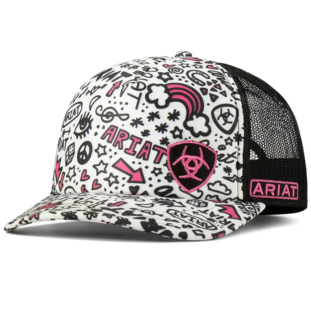 Ariat Doodles Women's Trucker Hat - Stylish Baseball Cap for Outdoor Activities, Hiking & Casual Wear