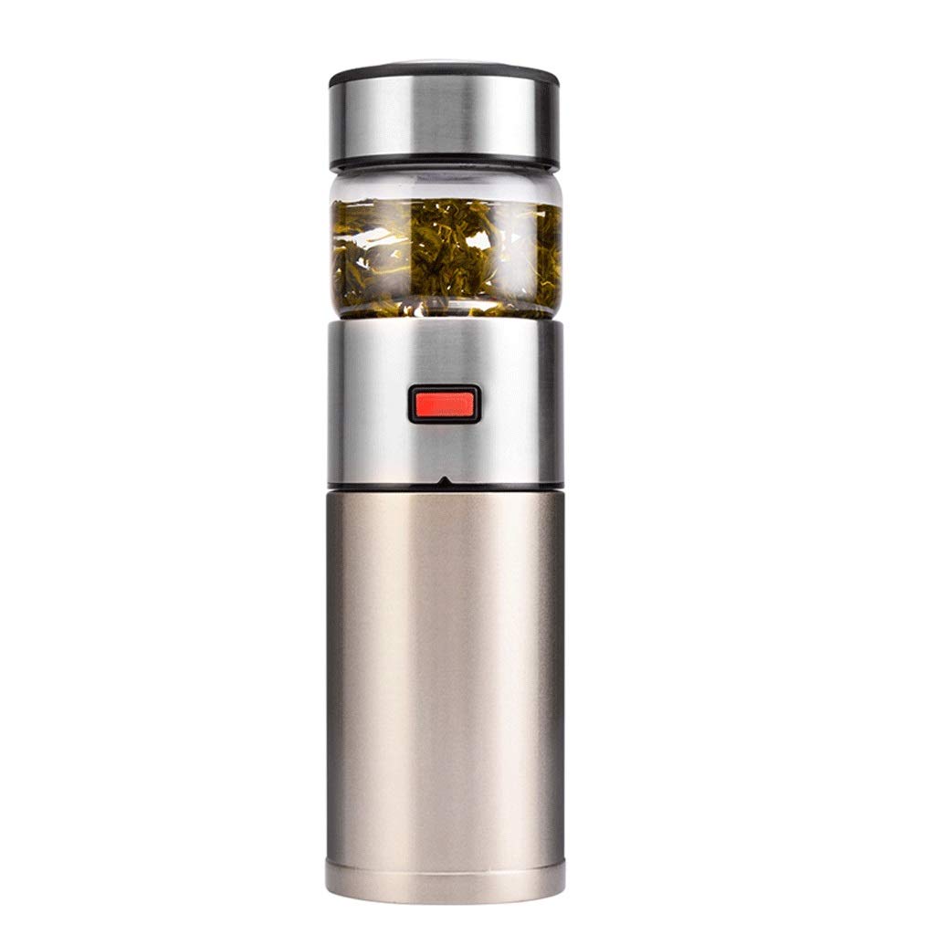 Premium Double Wall Insulated Glass Tea Bottle with Infuser - Leak-Proof Portable Tea Tumbler for Hot & Cold Drinks - Perfect for Office, Travel, Gym & Outdoor Activities