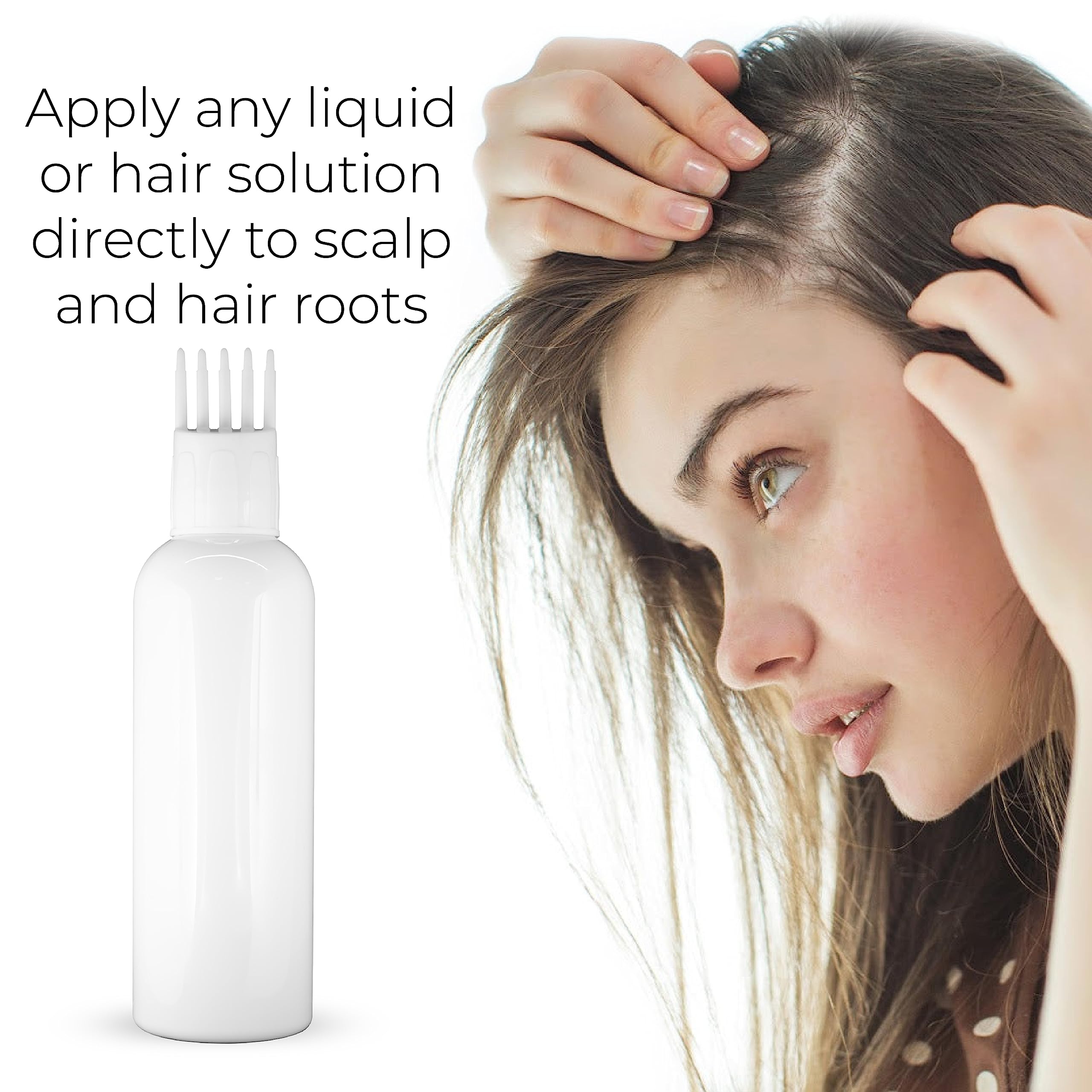 MAPPERZ Empty Cylindrical Applicator Bottle with Root Comb - 1oz Hair Oil, Shampoo, Medicine & Dye Applicator Brush Bottle - Perfect for At-Home Hair Treatments & Salon Styling (White, 1PC)