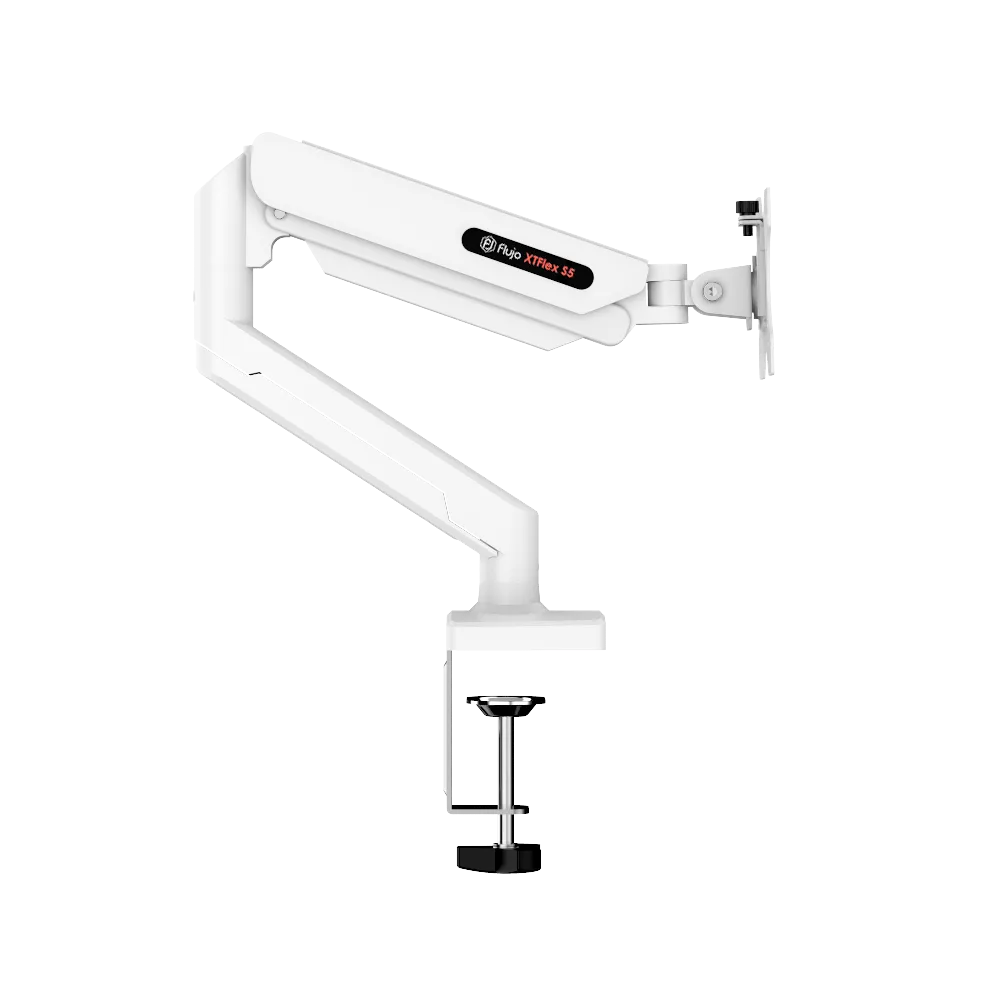 XTFlex S5 Single Monitor Arm - Adjustable VESA Mount for 13-32 inch Screens - Ergonomic Desk Clamp for Home Office & Gaming Setup