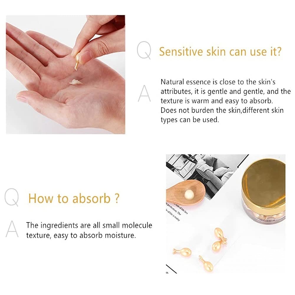 Best Anti-Aging Facial Oil with Hyaluronic Acid & Vitamin E - Whitening Serum Essence Capsules for Acne Spot Removal & Wrinkle Reduction - Perfect for Night Skincare Routine & Daily Moisturizing