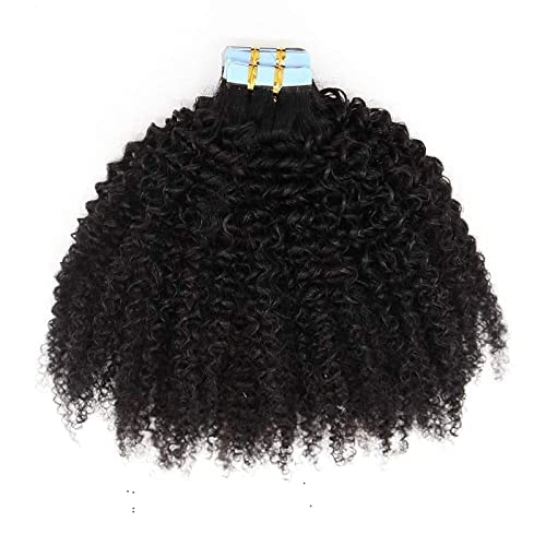 Natural 4B 4C Tape in Hair Extensions - 40pcs 100g Afro Kinky Curly Human Hair Weft (16 Inch) for Black Women | Perfect for Protective Styles, Weddings & Everyday Glam
