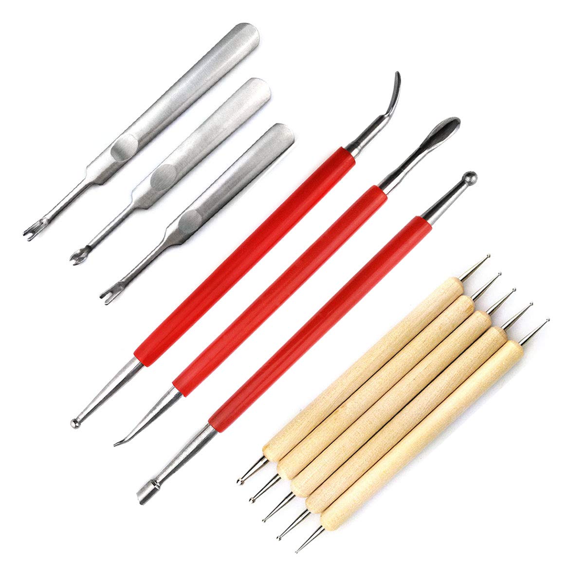 Premium Leather Craft Carving & Modeling Tool Set - 11-Piece Grooving, Embossing Spoon & Stylus Kit for Leather Pressing, Edge Skiving & Detailing | DIY Leatherworking, Belt Making, Wallet Crafting & More