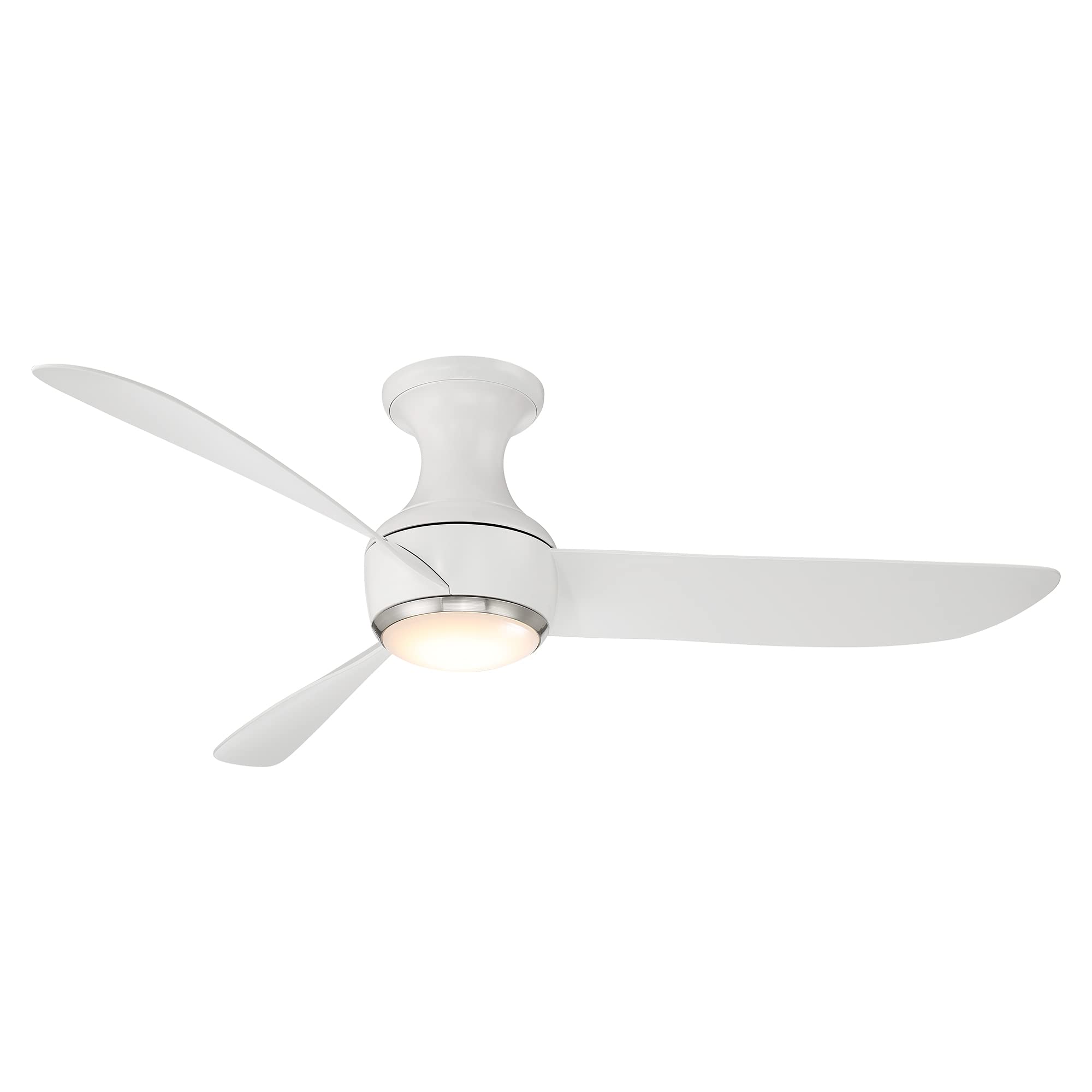 Corona Smart 52-Inch 3-Blade Flush Mount Ceiling Fan with LED Light Kit, Remote Control, Alexa & App Compatibility, Brushed Nickel Finish, 3000K Warm White, Ideal for Living Rooms, Bedrooms, and Patios