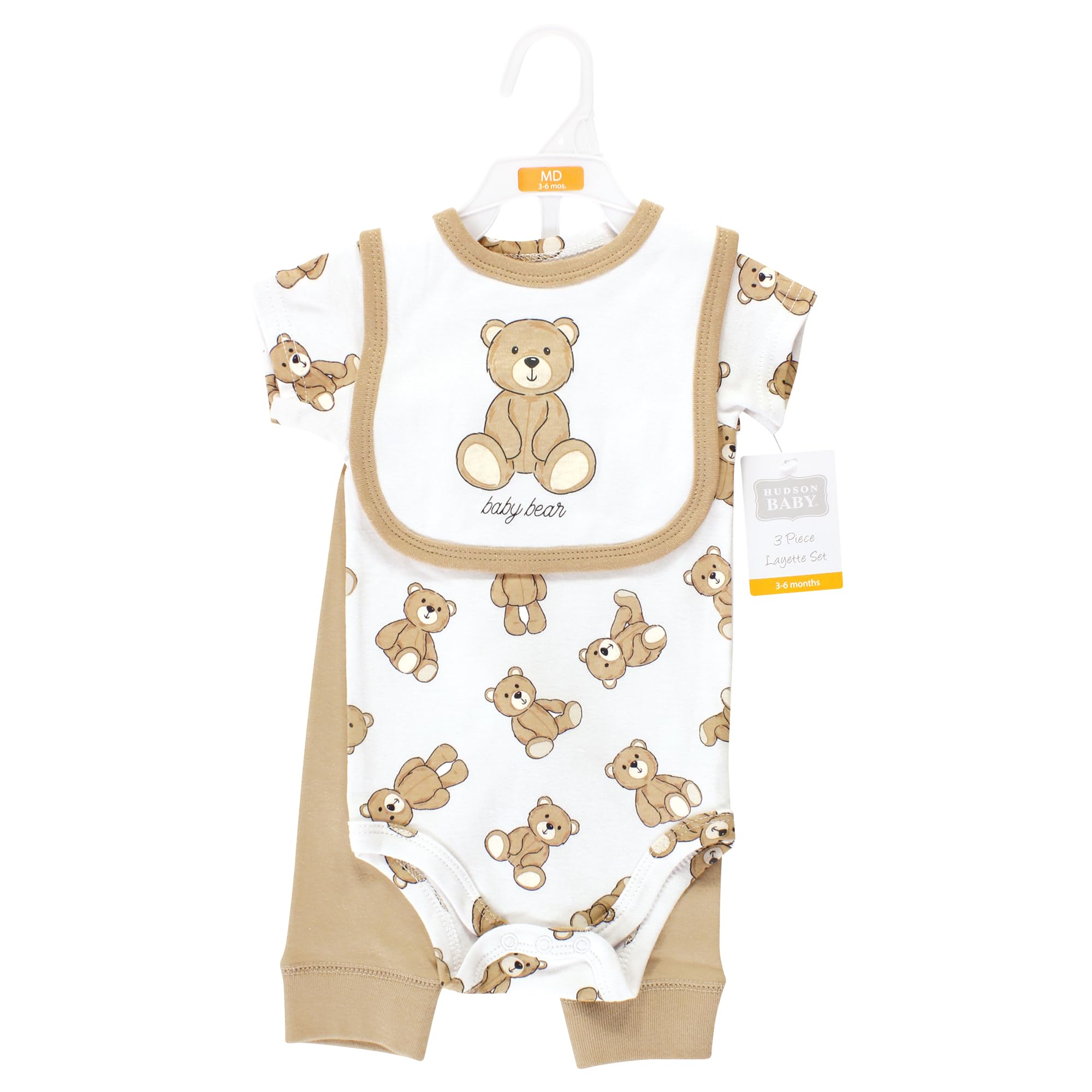 Hudson Baby Cotton Bodysuit Set - Unisex Outfit with Bib for Newborns & Infants