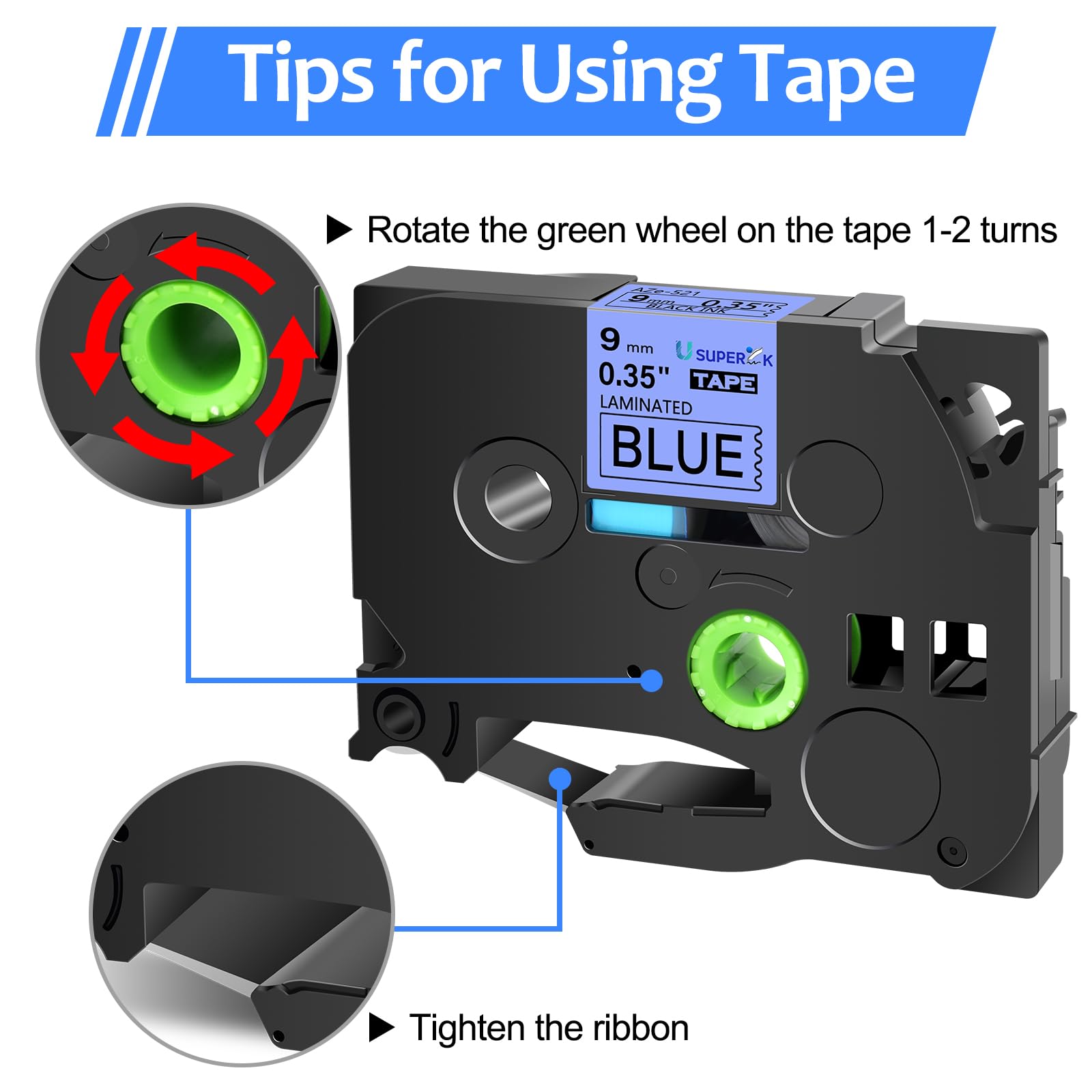 Brother TZ521 TZe521 TZ-521 TZe521 Compatible Label Tape - 0.35