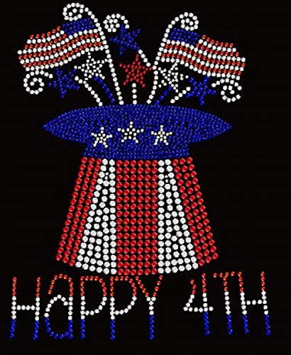 Patriotic 4th of July Hat Rhinestone Iron-On Transfer - DIY American Flag Design for Independence Day Celebrations, Parties & Festive Events