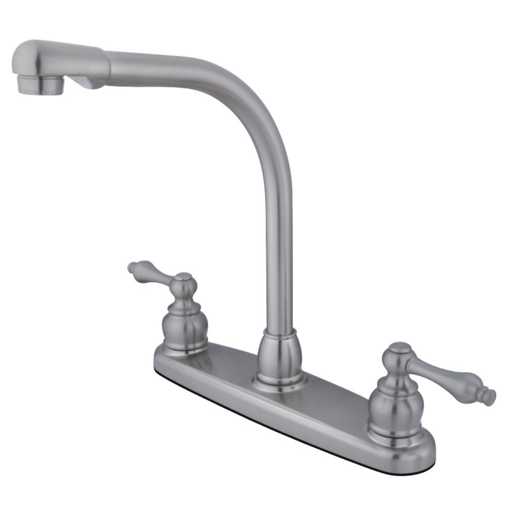 Victorian High Arch Kitchen Faucet with Pull-Down Sprayer in Satin Nickel Finish - Perfect for Farmhouse & Vintage Style Kitchen Remodeling