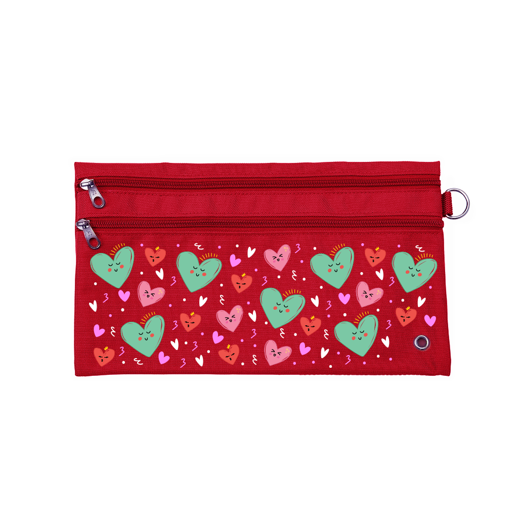Sweet Hearts Pencil Case for School & Office - Cute Heart Design Zipper Pouch for Pens, Markers & Art Supplies - Perfect Gift for Students, Teachers & Stationery Lovers