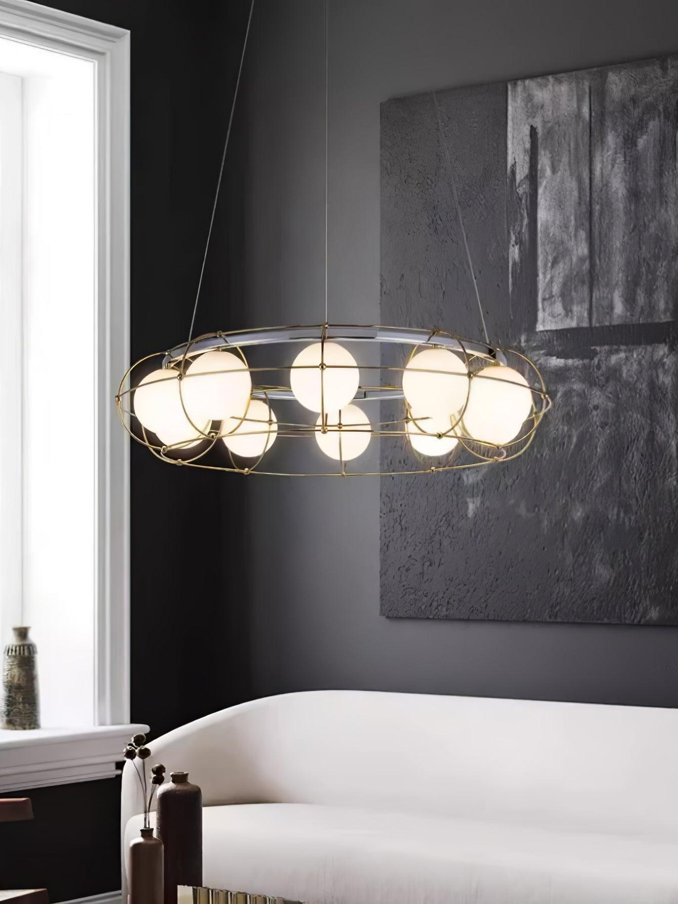 Maytoni Modern Round Crystal Chandelier - Elegant Dining Room Lighting Fixture for Home Decor | Perfect for Living Room, Bedroom, or Entryway
