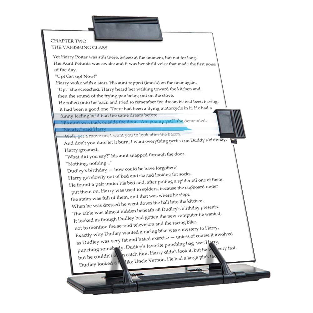 Adjustable Black Metal Desktop Document Book Holder - 7 Position Angle Stand for Reading, Writing & Office Work (Black)