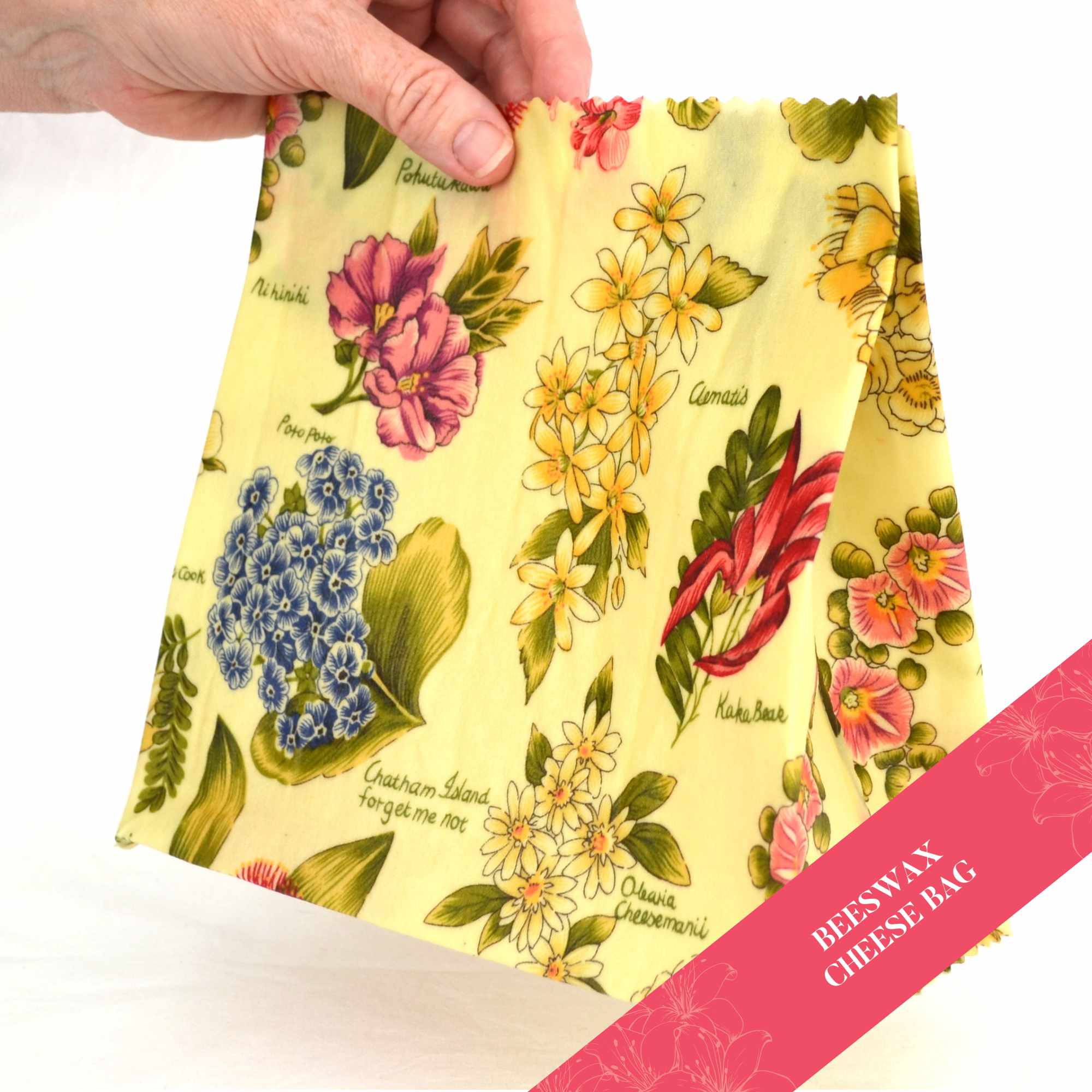 Eco-Friendly Beeswax Wraps - Flowers of Aotearoa Core Collection | Sustainable Food Storage for Lunch, Snacks & Leftovers | Reusable Alternative to Plastic Wrap