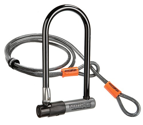 Kryptonite KryptoLok Series 2 Heavy Duty Bicycle U Lock with 4ft Flexible Security Cable - Bike Theft Protection for Urban Commuting & Outdoor Cycling