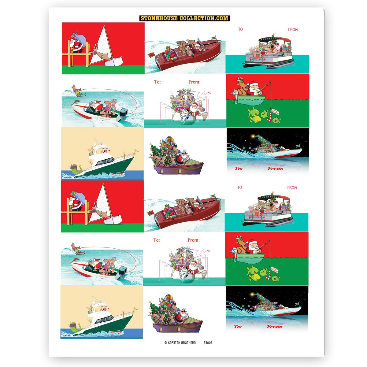 Christmas Boat Stickers - 72 Nautical Gift Stickers for Holiday Presents & Cards