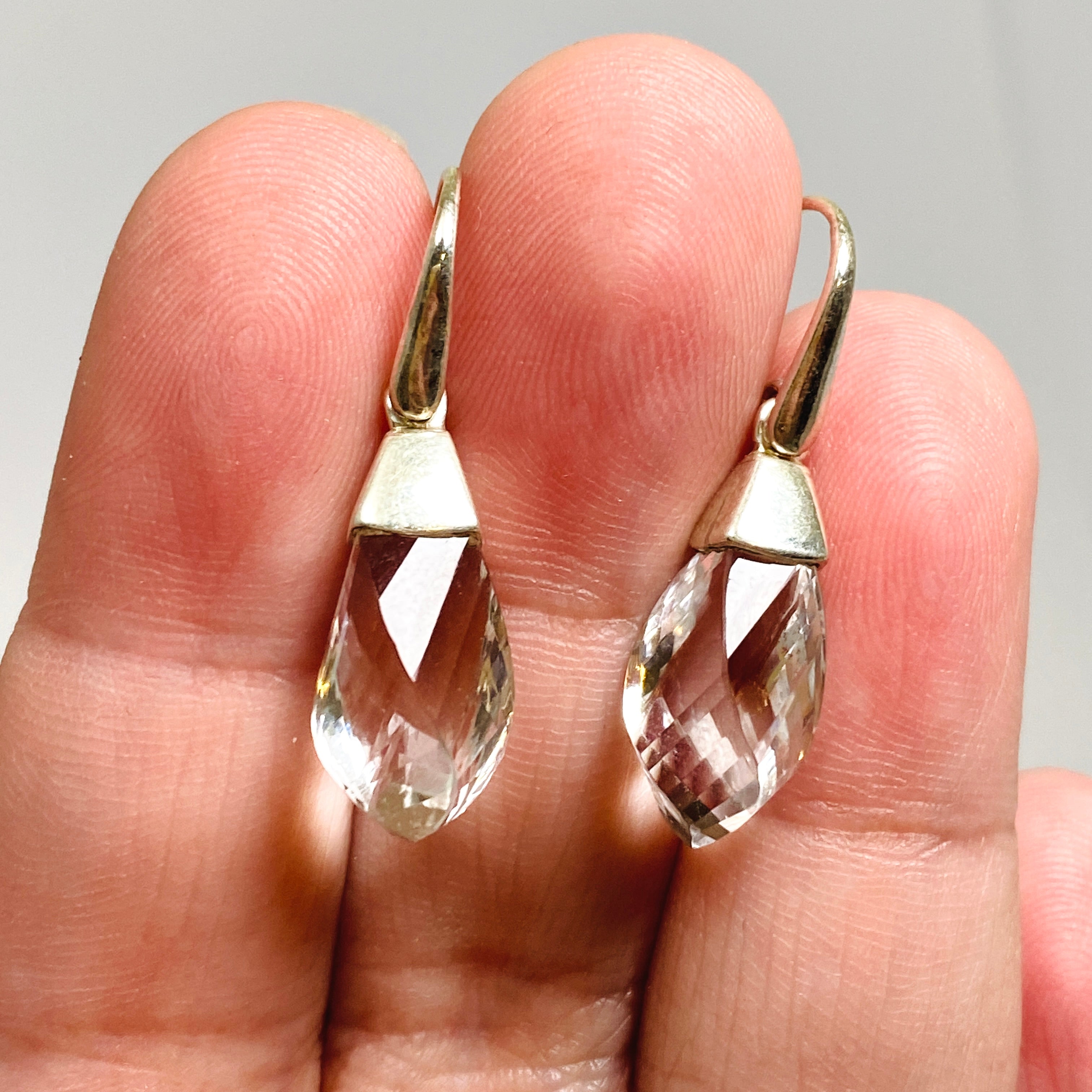 Clear Quartz Briolette Faceted Earrings for Women | Elegant Crystal Dangle Earrings | Perfect for Weddings, Parties & Everyday Wear (PEGJ237)
