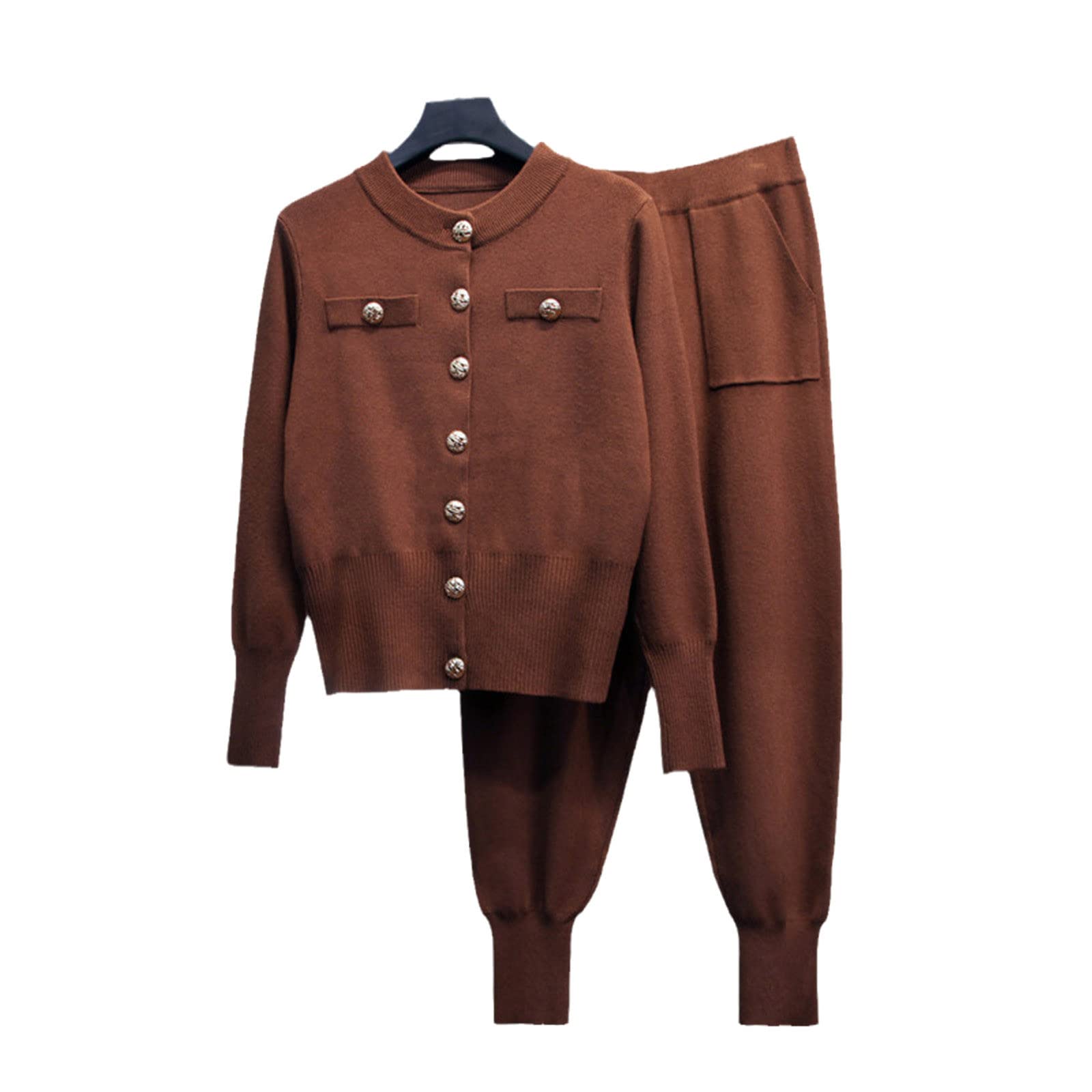 Women's Autumn Two-Piece Sweater Set - Fashion Cardigan & Long Pants Knitted Outfit | Cozy Winter Tracksuit for Casual Wear & Office Outfits
