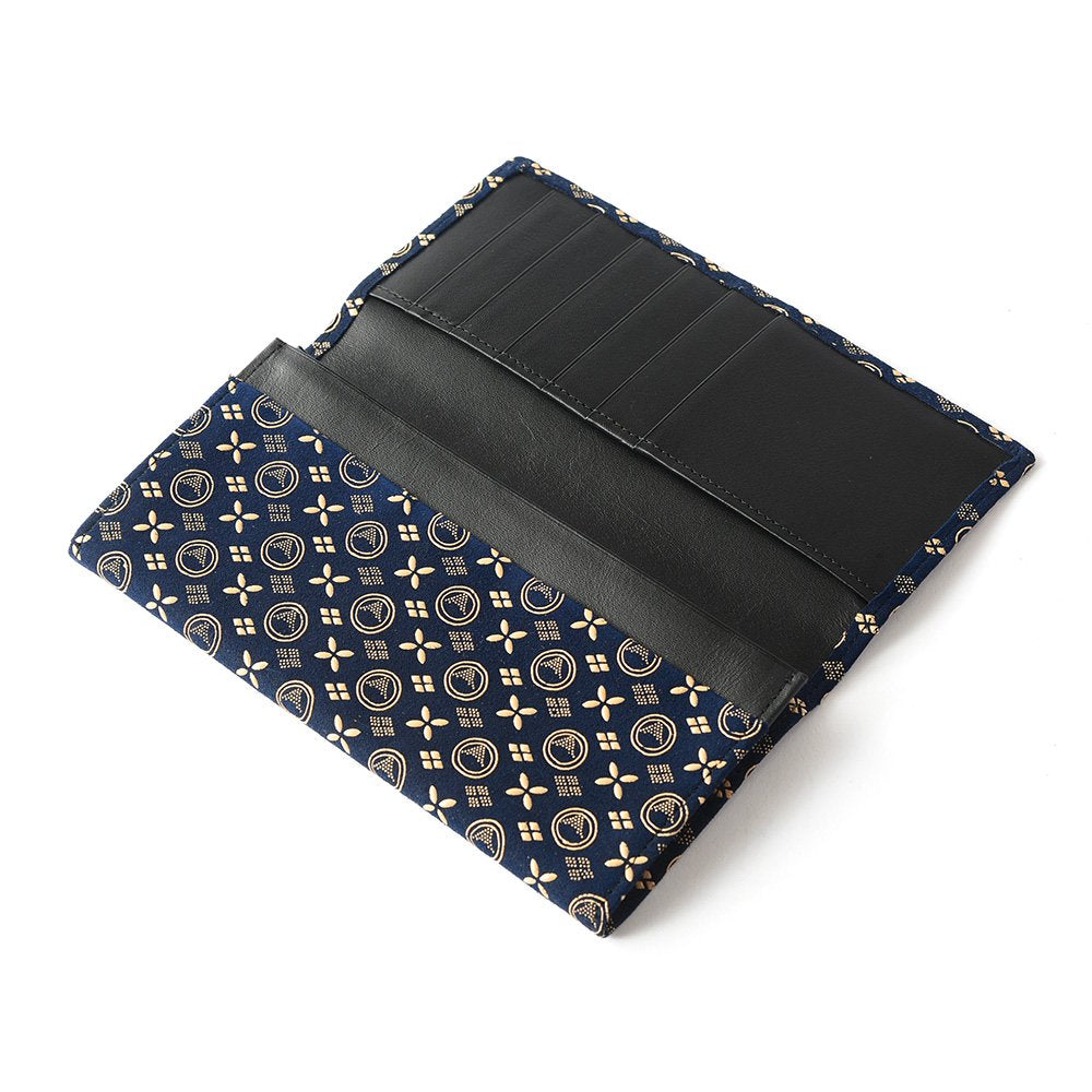 Premium Japanese Deerskin Leather Long Wallet with Urushi Lacquer - Mt. Fuji Iron Blue Design | Handcrafted in Japan | Luxury Bifold Wallet for Men & Women | Perfect Gift for Business Professionals & Travelers