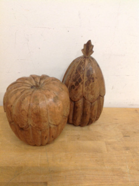 Set of 2 Handcrafted Wooden Fruit Bowls - Natural Wood Carved Serving Bowls for Fruits, Nuts, Snacks - Perfect for Kitchen Counter, Dining Table & Home Decor