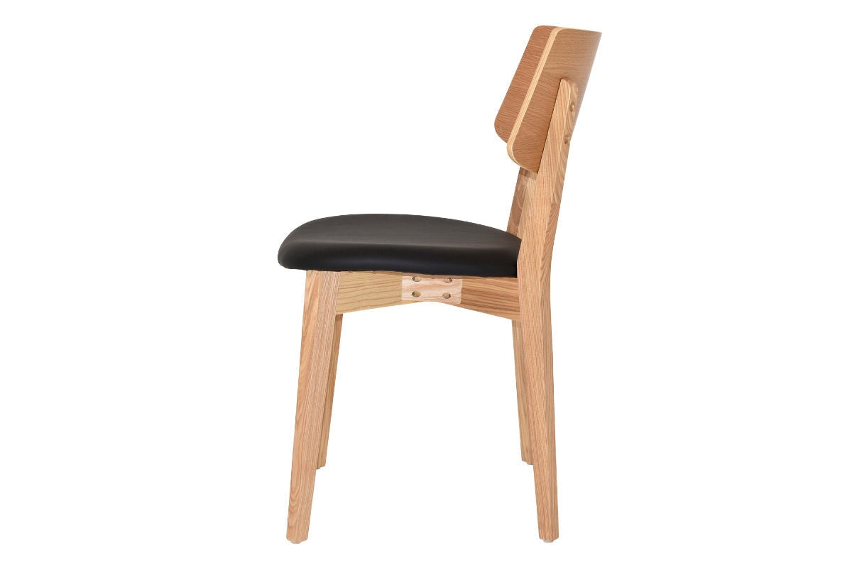 Premium Commercial Quality Timber Chair with Black Vinyl Seat - Heavy Duty Restaurant, Cafe, Office & Event Furniture - Durable Dining & Conference Seating Solution