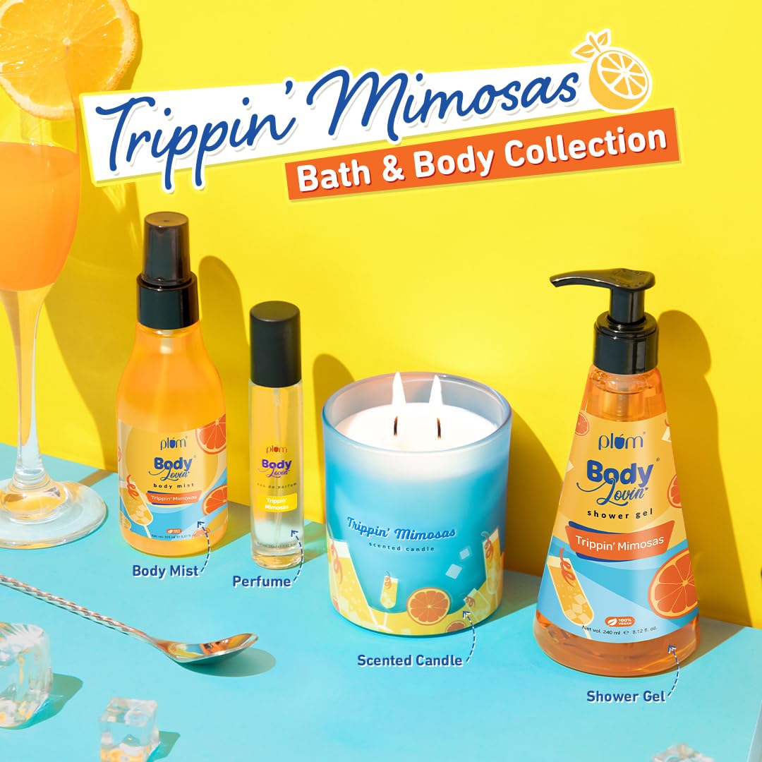 Plum BodyLovin' Trippin' Mimosas Eau De Parfum | Long-Lasting Citrus Perfume with Grapefruit, Berries & Vanilla Notes | Unisex Luxury Fragrance for Women & Men | Travel-Size 15ml | Perfect for Date Nights, Office Wear & Special Occasions