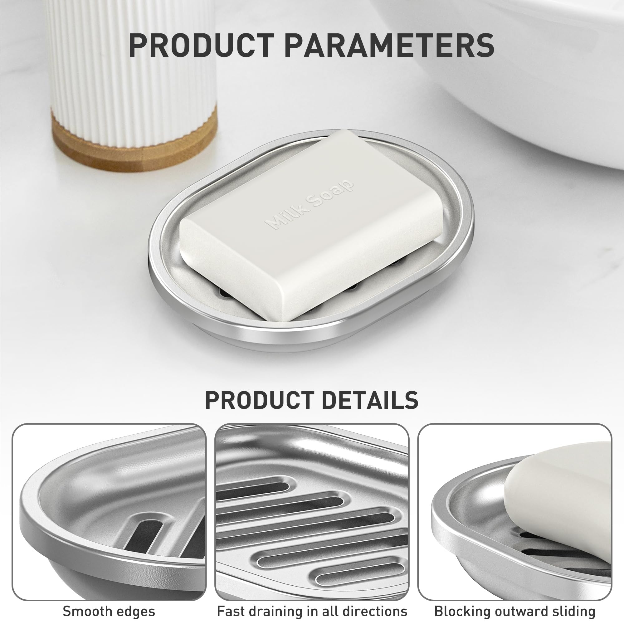 Stainless Steel Soap Holder & Sponge Caddy with Drain Tray - Double Layer Kitchen & Bathroom Organizer for Sink, Shower, and Bathtub - Rustproof & Durable Design