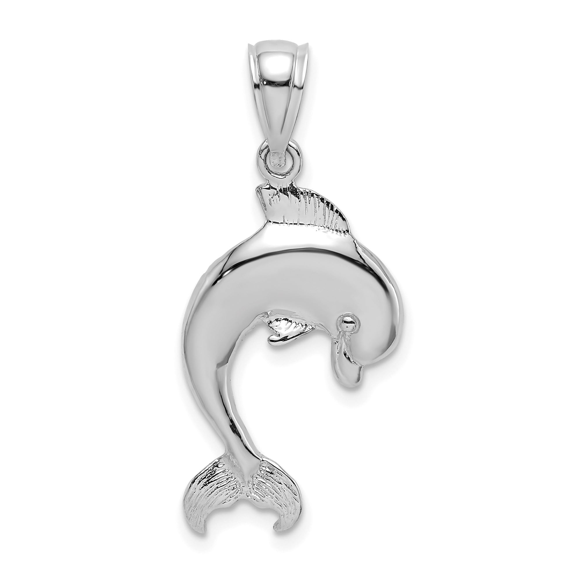 14K Solid White Gold Dolphin Pendant Necklace - Elegant Ocean Fish Jewelry for Women, Perfect for Summer Beach & Nautical Fashion Accessories
