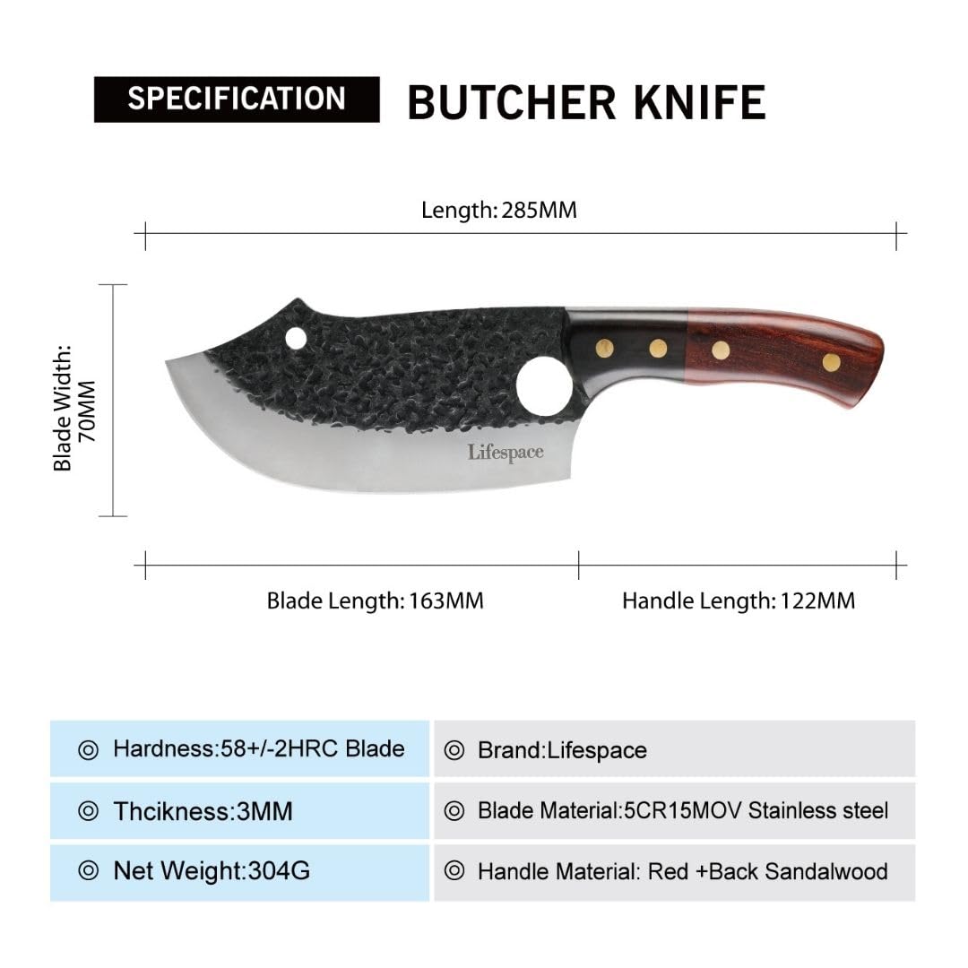 Premium 3-Piece Chef Cleaver Knife Set with Genuine Leather Sheaths - Professional Kitchen Knives for Meat, Vegetables & Herbs - Perfect Gift for Chefs & Cooking Enthusiasts
