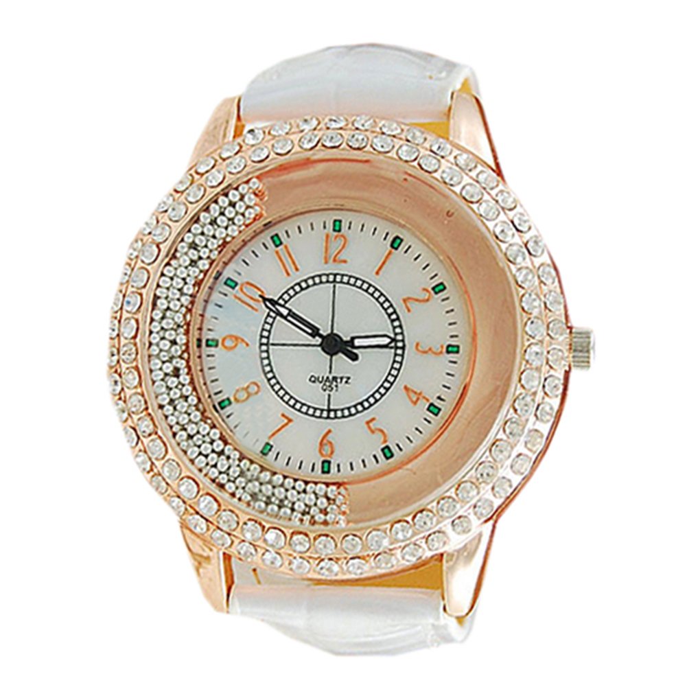 Elegant Women's Rhinestone Quartz Watch - Shiny Leather Strap Dress Watch for Ladies | Perfect for Parties, Weddings & Formal Events