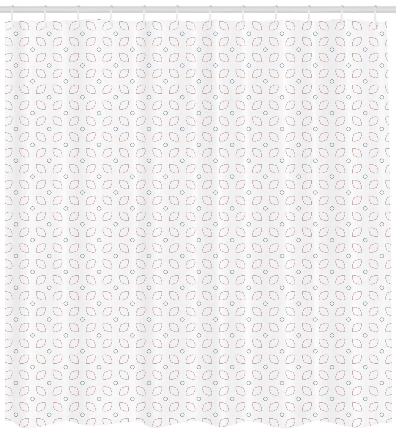 Ambesonne Minimalist Geometric Shower Curtain - Thin Lines Pattern on White & Pale Rose Fabric, 69x84 Inches with Hooks - Waterproof Bathroom Decor for Modern & Boho Style Homes