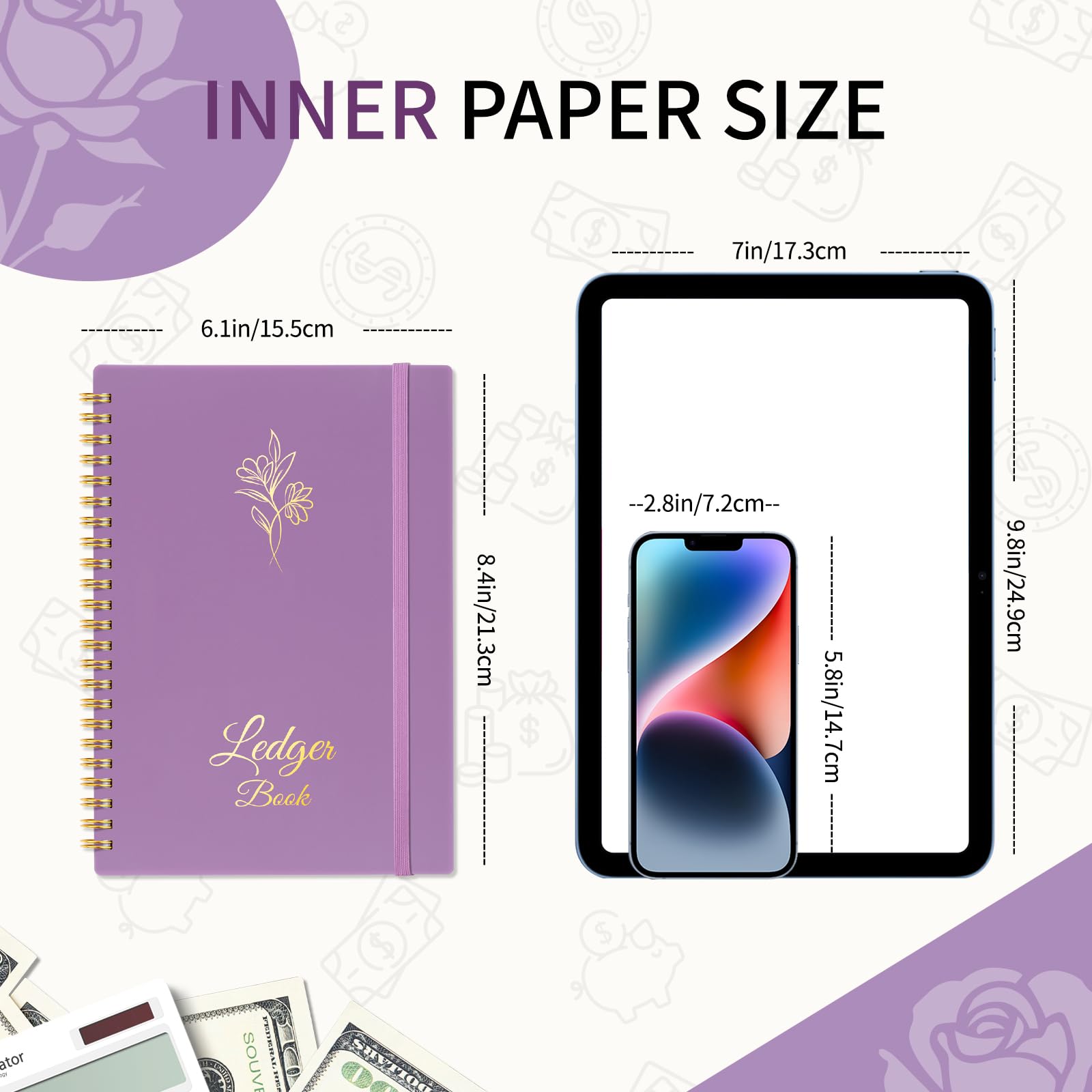 Small Business Accounting Ledger Book - Expense Tracker Notebook for Bookkeeping, Personal & Family Budget - Income & Expense Log Book - 8.4