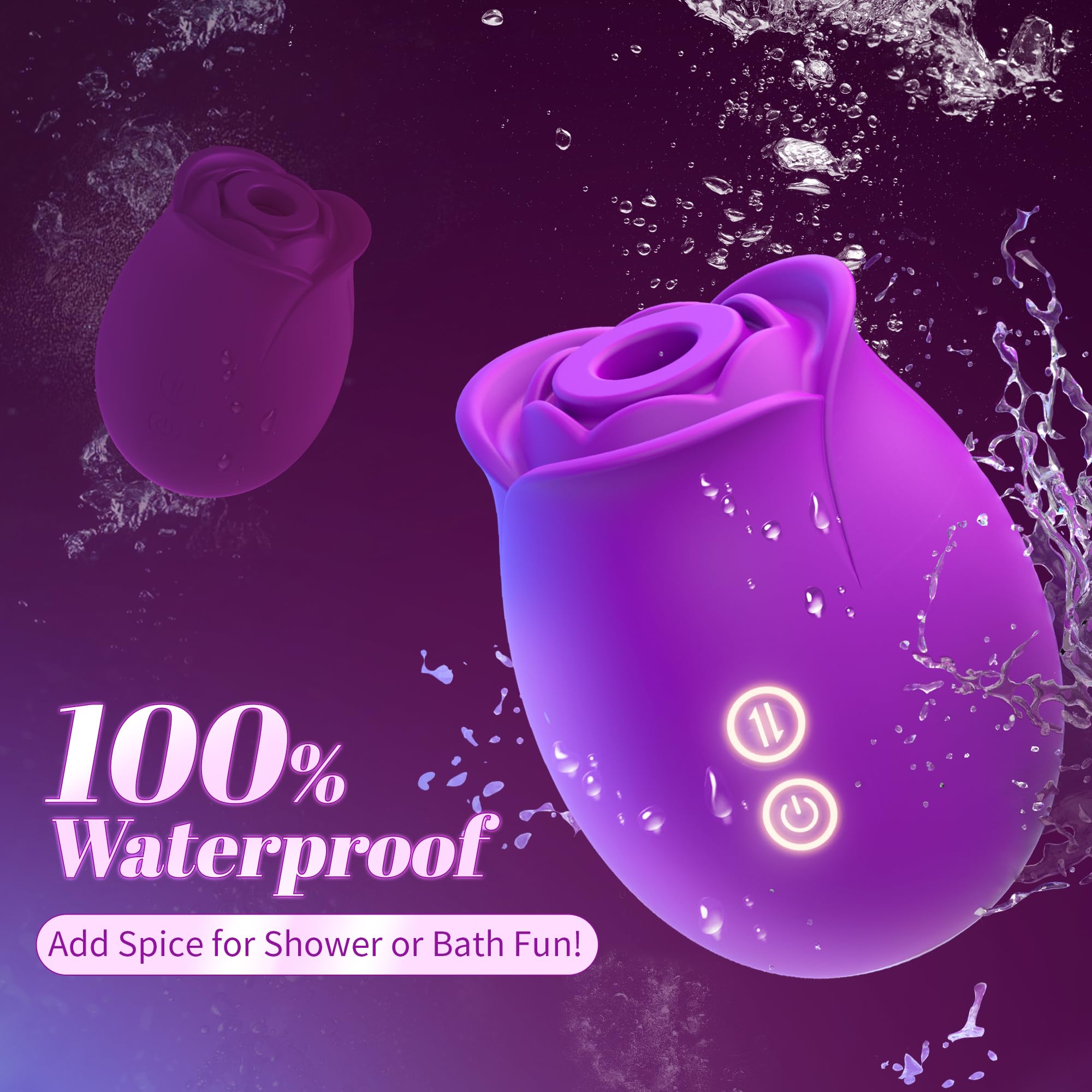 Premium Rose Dildo Vibrator - 18 Powerful Sucking & Vibration Modes for Women, Clitoral & Nipple Stimulation | G-Spot Vibrator for Couples Play | Waterproof Adult Toy for Solo & Partner Use in Bedroom, Travel & Romantic Nights