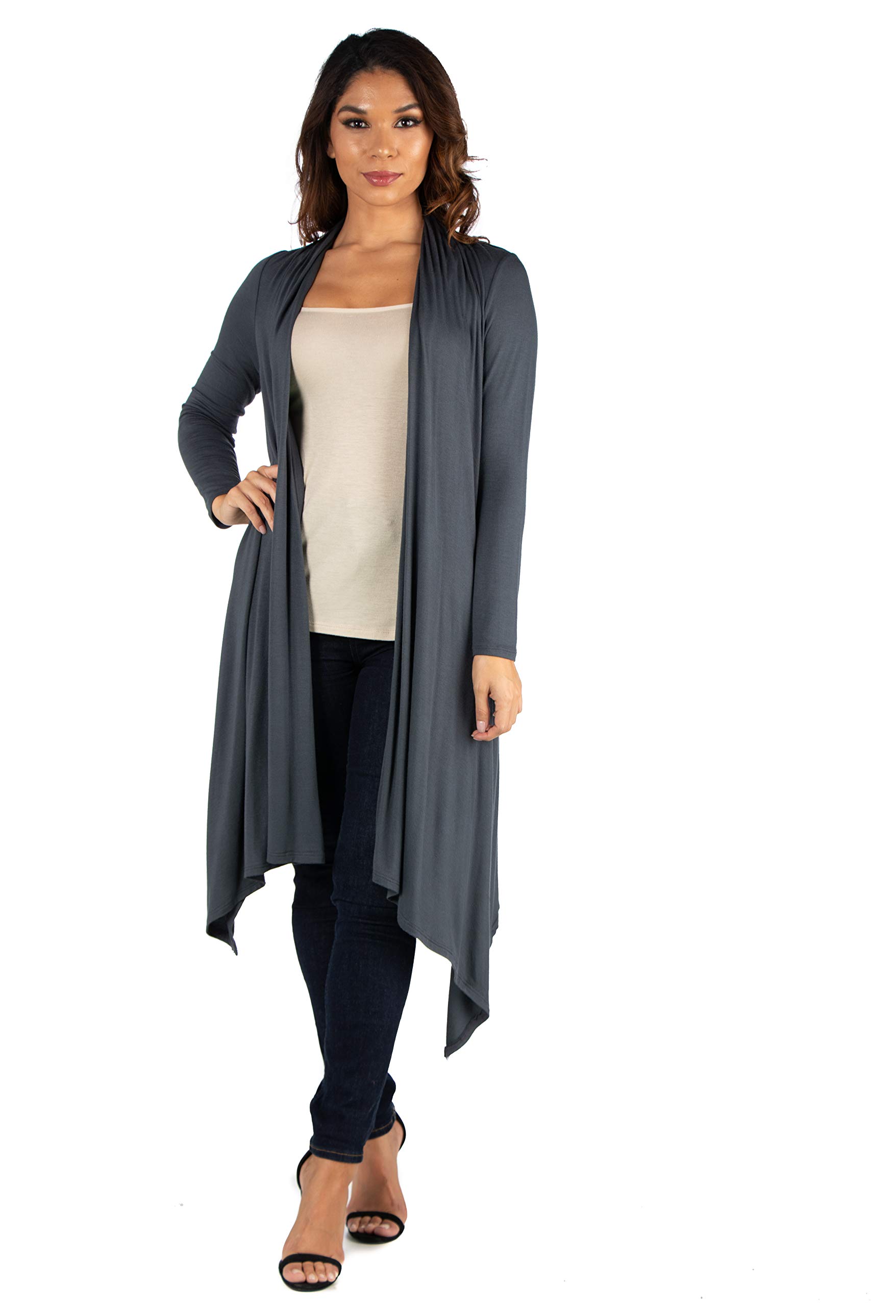 24Seven Comfort Apparel Extra Long Open Front Cardigan - Soft Lounge Sweater for Women, Cozy Oversized Knit Wrap Cardigan - Perfect for Home, Office & Travel