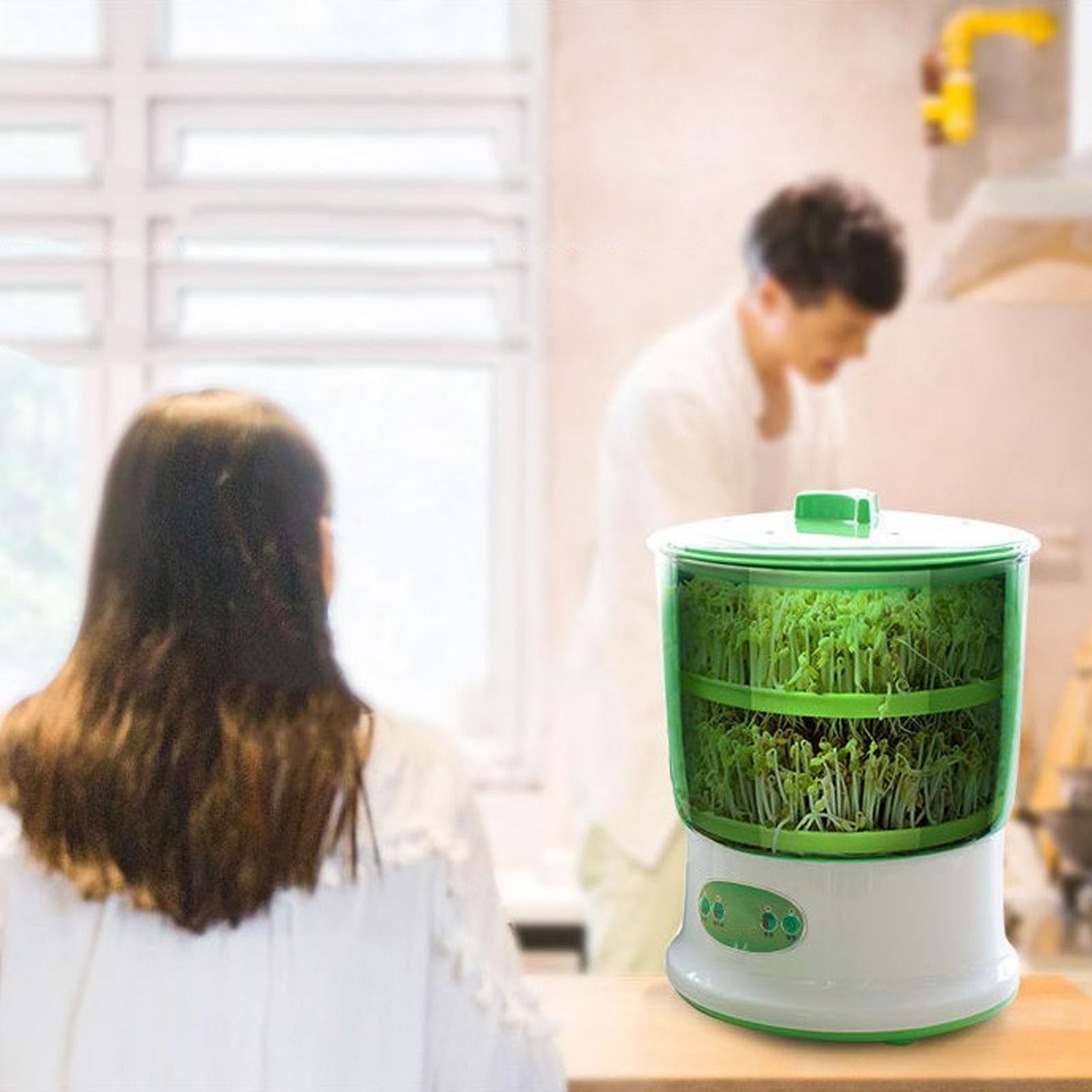 GLOGLOW Large Capacity 3-Layer Automatic Bean Sprout Machine with Pressing Plate - Home Kitchen Germination Kit for Fresh Sprouts (US Plug 110V) | Perfect for Organic Gardening, Healthy Eating & Vegan Diets