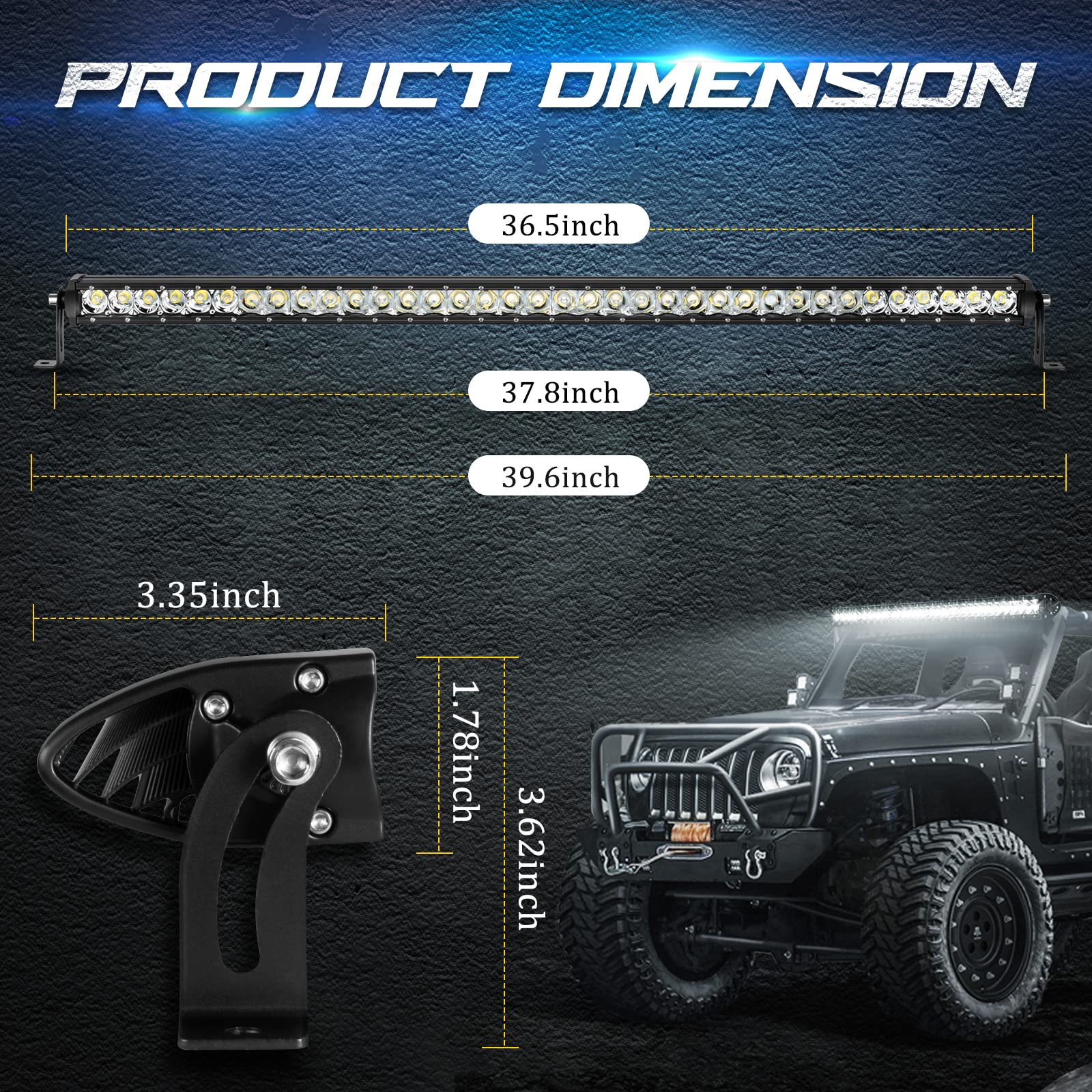 36 Inch 180W LED Light Bar - Single Row Spot Flood Combo Beam, 3D LED Driving Fog Lamp for Off Road, UTE, ATV, UTV, SUV, Boat & Trucks - IP68 Waterproof Work Lights - Perfect for Night Driving, Camping & Outdoor Adventures