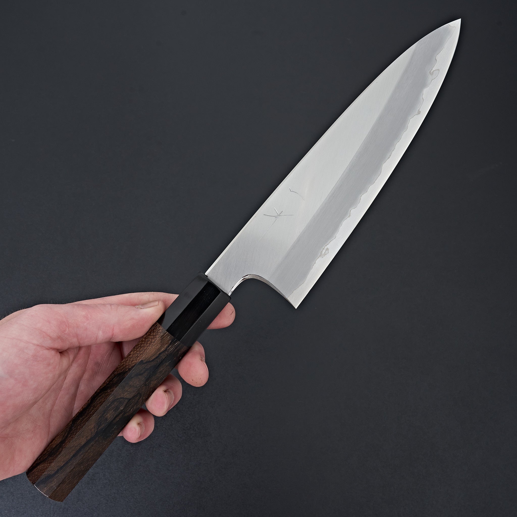 Hitohira Togashi White #1 Stainless Clad Gyuto 210mm Japanese Chef Knife with Ziricote Wood Handle - Perfect for Sushi, Meat Slicing & Professional Kitchen Use