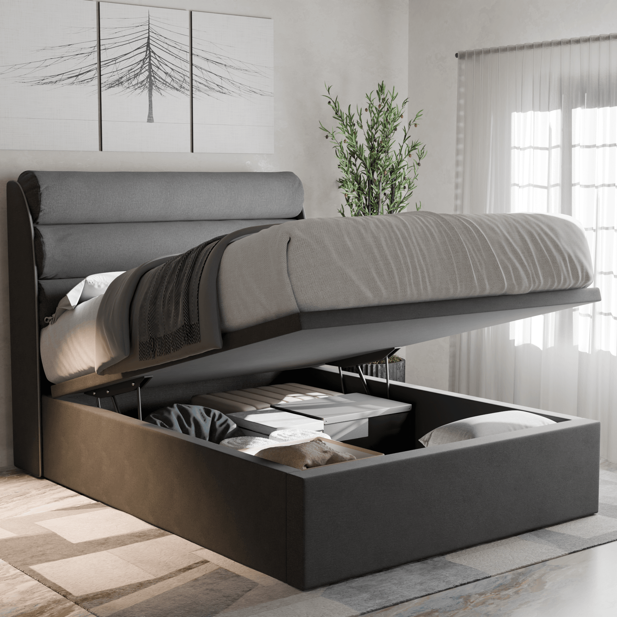 Gobbee Waterproof Fabric Storage Bed with Underbed Drawers - Perfect for Small Spaces, Dorm Rooms & Guest Bedrooms