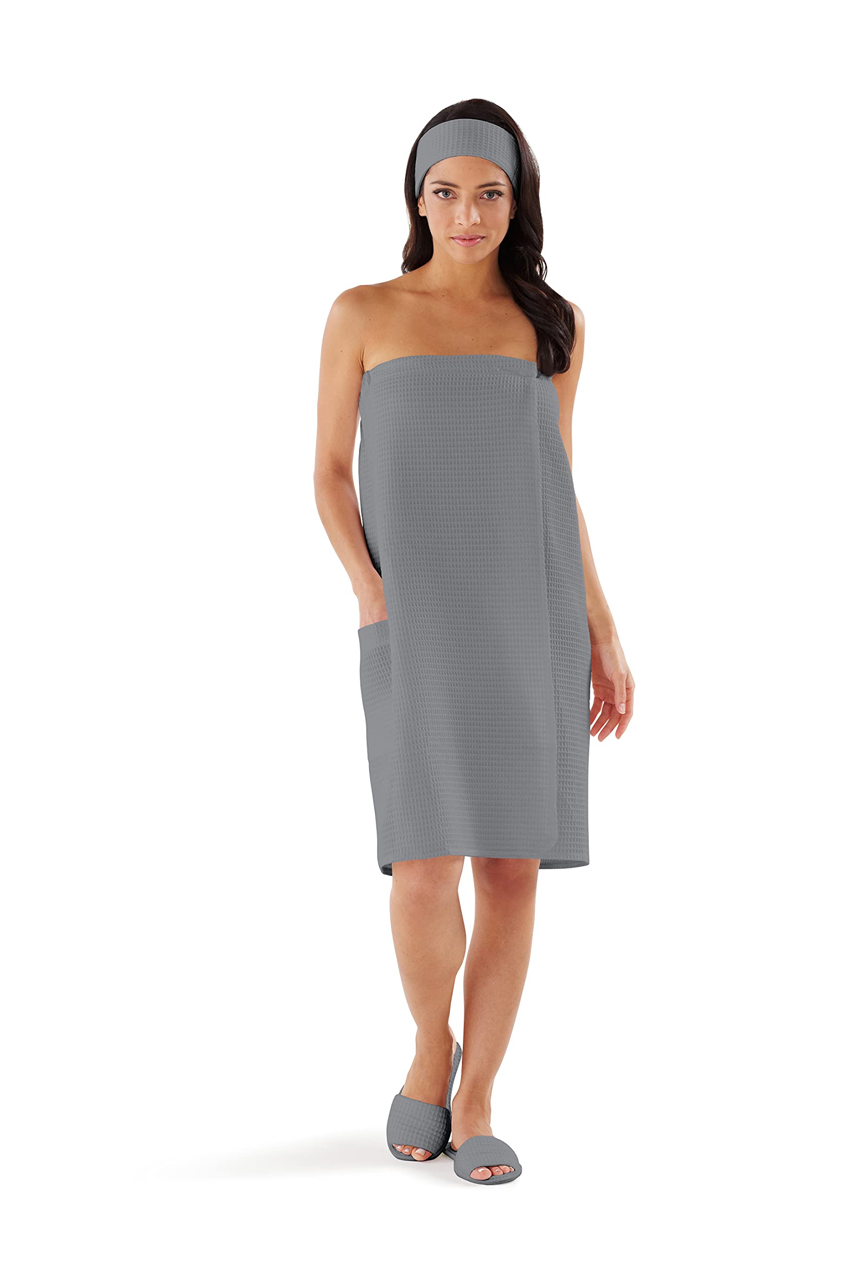 Boca Waffle Towel Wrap for Women - Lightweight Sauna & Spa Towel - Adjustable Bath Wrap for Home, Gym, Facial - Plus Size & Secure Fit - Perfect for Post-Shower, Poolside, Yoga & Relaxation
