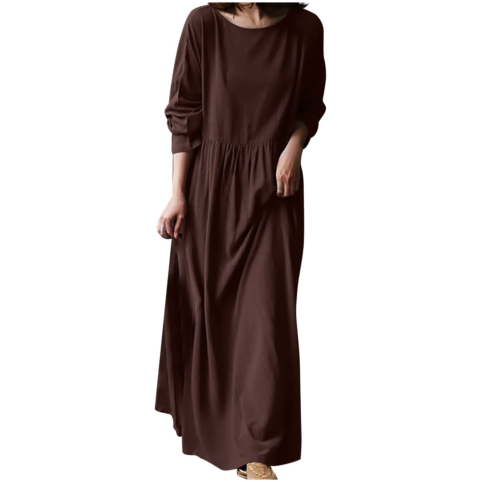 TIMIFIS Women's Plus Size Long Flowy Maxi Dress - Casual Crewneck Sundress in Solid Colors for Holiday, Beach & Summer Outings | Perfect for Vacations, Parties & Everyday Wear