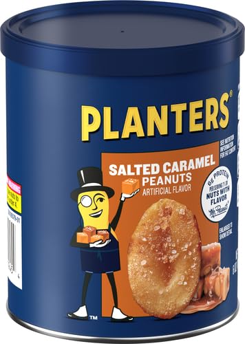 Salted Caramel Flavored Peanuts 6oz Jar - Crunchy Sweet & Salty Snack for Office, Movie Night & Road Trips - Planters Brand Peanuts