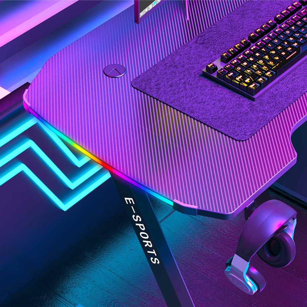 120cm Z-Shaped Gaming Desk with RGB LED Lights - Ergonomic Computer Table for Home Office & Gaming Setup - New Arrival for PC & Console Gamers