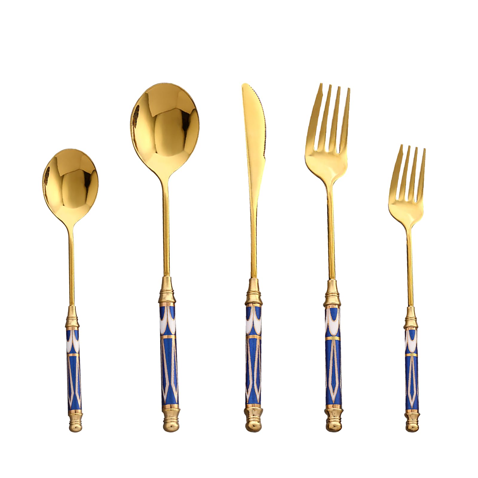 10-Piece Premium Stainless Steel Silverware Set with Ceramic Handle - Food Grade, Mirror Polished Cutlery, Dishwasher Safe Flatware Set for 2 People (Black Gold) - Perfect for Dinner Parties, Restaurants, and Everyday Dining